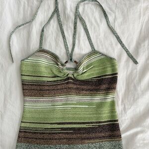 Veronica Beard Green and Brown Knit Top